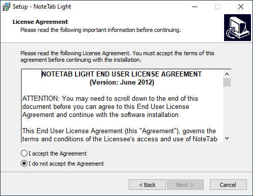 NoteTab Light End User License Agreement (Version: June 2012)